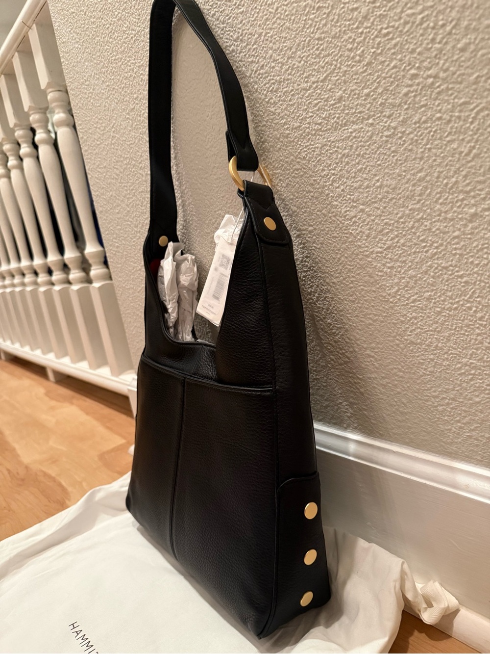 NWT Hammitt Tim Medium - Soft Leather Shoulder Bag - Black/Brushed Gold - Picture 13 of 16